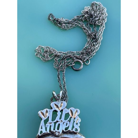 Vintage Lil Angels 925 silver Charm Holder Pendant Chain Pink charm - Picture 3 of 16